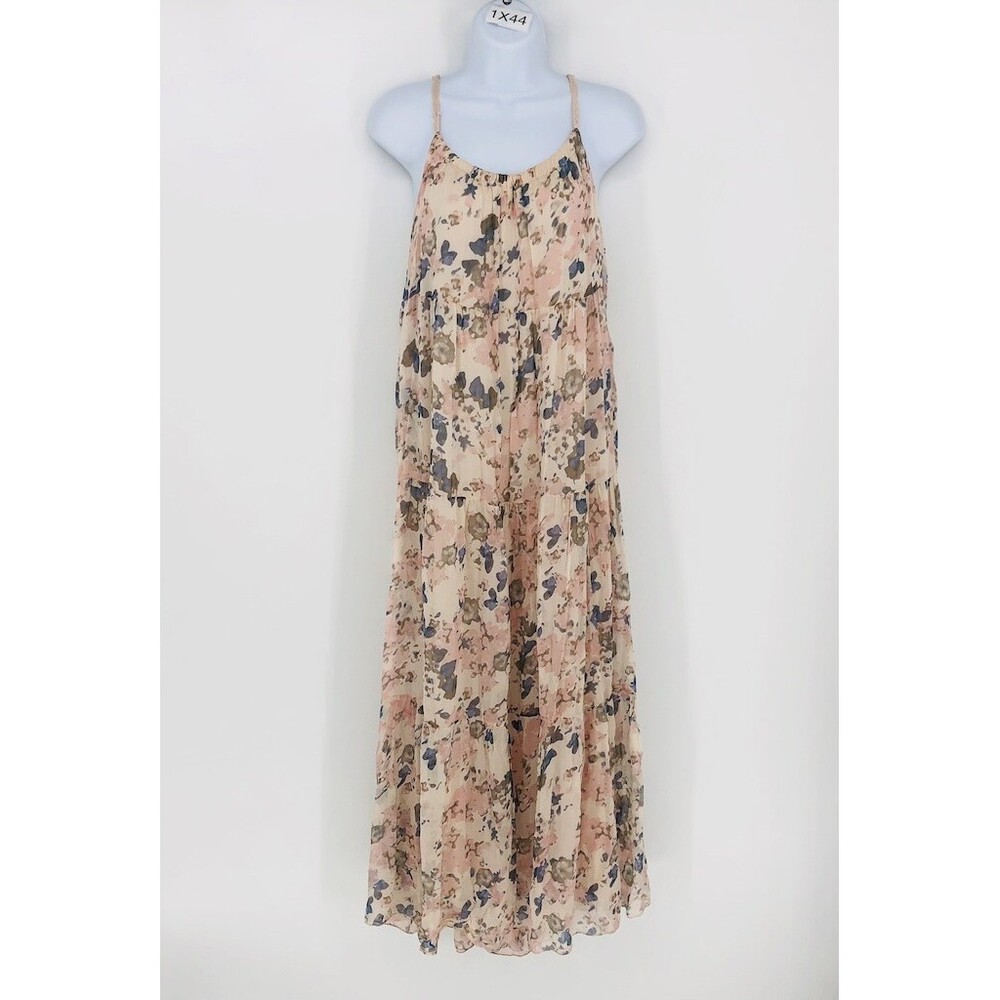 Elena Baldi Women M Pink Floral Viscose Sleeveless Wedding Guest Midi Maxi Dress
